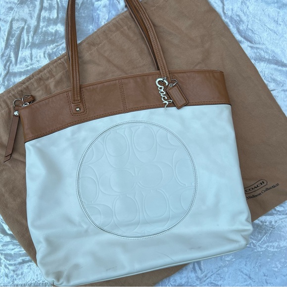 Coach Laura Signature Jacquard Leather Shoulder Bag - Picture 1 of 8